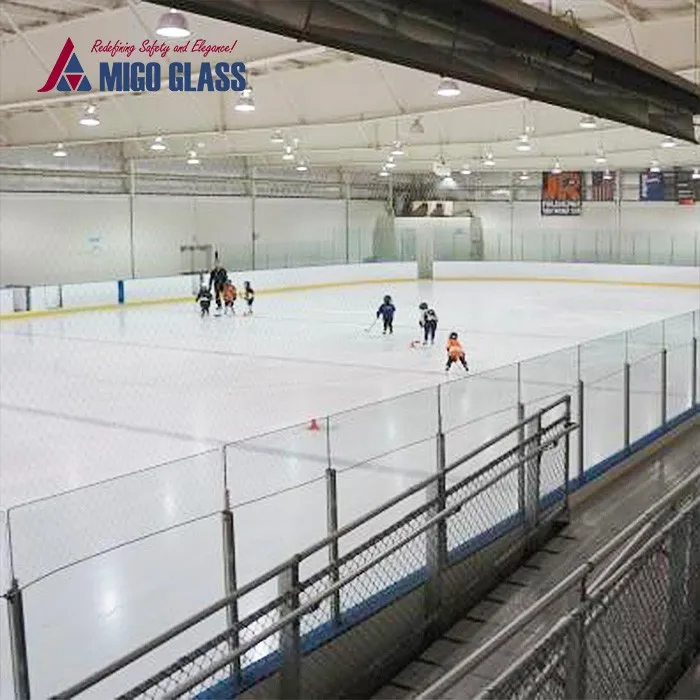 Ice skating rink glass
